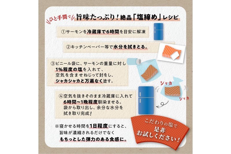 ギンサケサーモン【1kg】 小分け 下処理不要 絶品の「塩締め」レシピ ふるさと納税 海鮮 サーモン 鮭 魚 銀鮭 刺身 生食用 さけ サケ ふるさと ランキング 人気 魚介類 魚介 北海道 白糠町