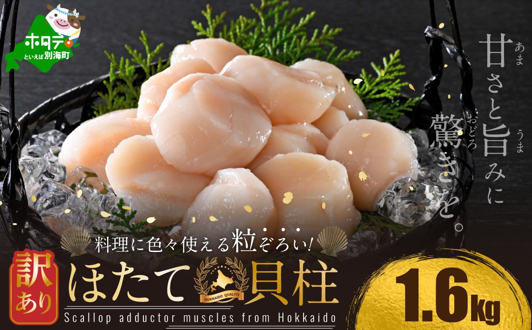 訳あり 北海道産冷凍ホタテ1.6kg（37～40粒前後×4箱）【MT0004TX0】（ ほたて ホタテ ホタテ貝柱 帆立貝 帆立貝柱 北海道 別海町 ふるさと納税 ）													