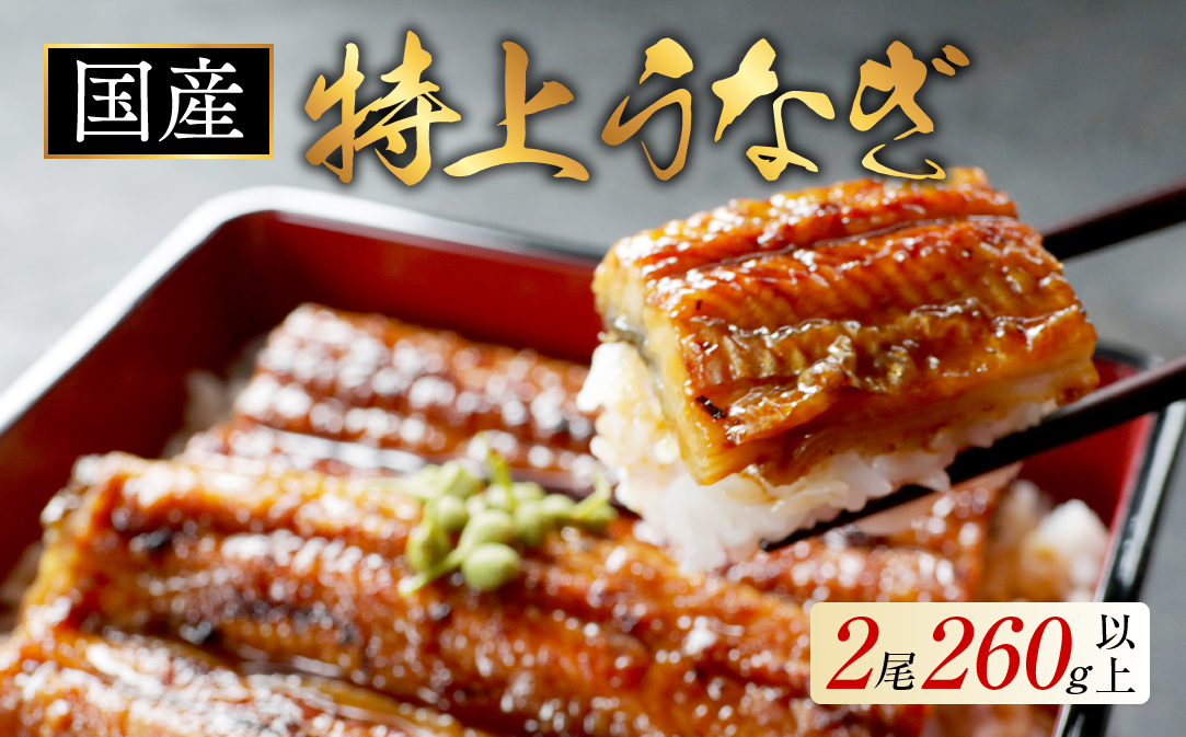 （6月発送）国産　特上うなぎ 2尾 合計 260g 以上【OT000O130】