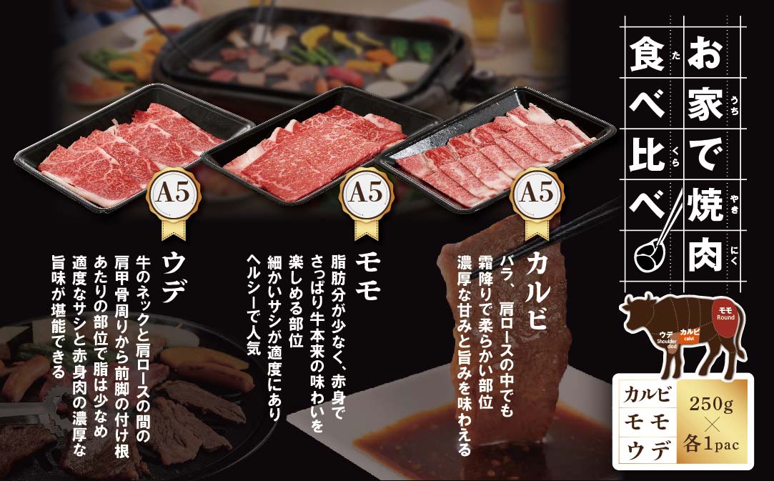 黒毛和牛 750g 焼肉用（カルビ・ウデ・モモセット 250g×各1P）  ( 国産 和牛 牛肉 )【TB0000008】