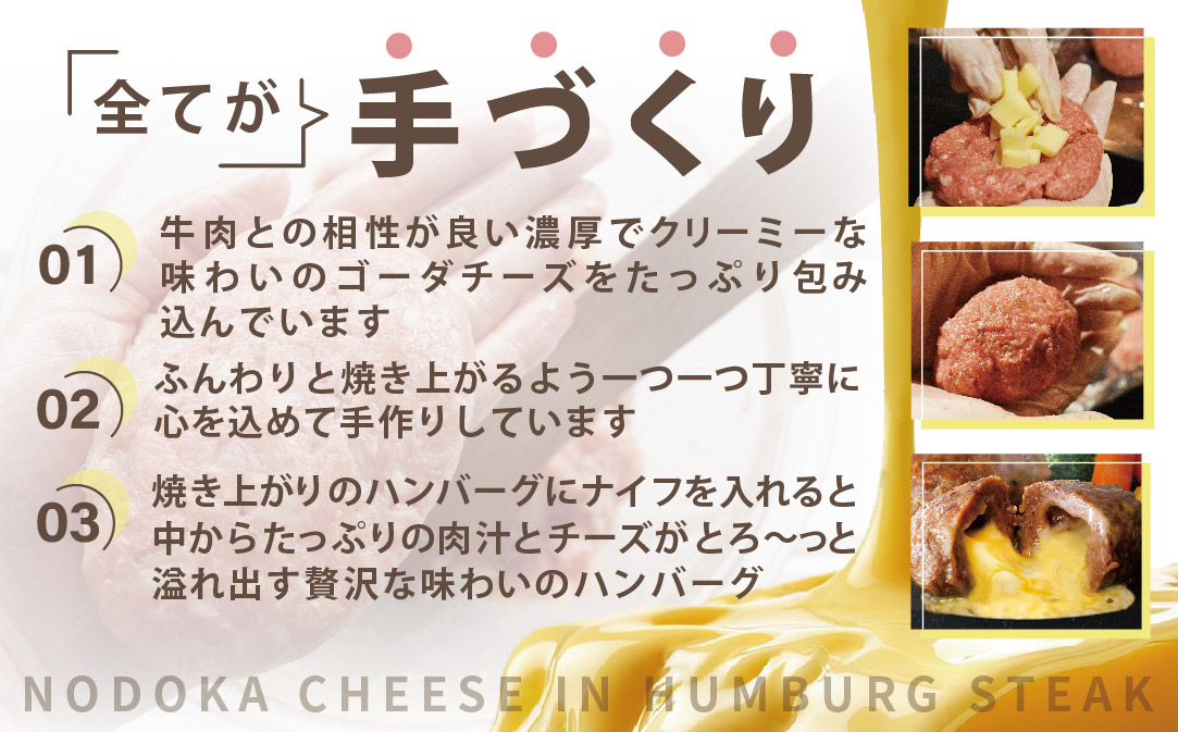 【別海牛100%と別海町ゴーダチーズ】チーズがとろける!別海チーズインハンバーグ(120g×3個)【ND0000067】