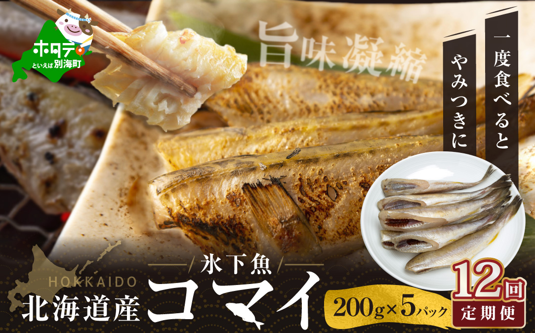 【定期便】北海道 産 干し こまい 1ｋｇ[ 200g × 5パック ]× 12ヵ月 【全 12回 】