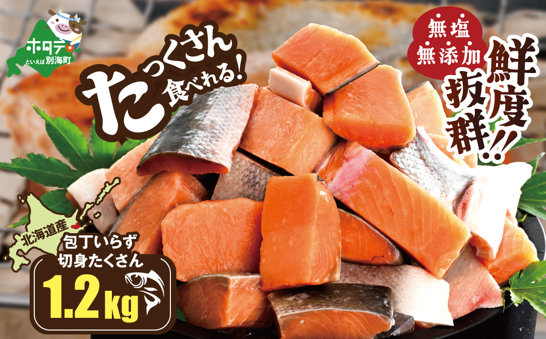 北海道産 カット秋鮭 約 1.2kg （600g×2） 天然 無塩 訳あり サイズ不揃い【KT0000020】