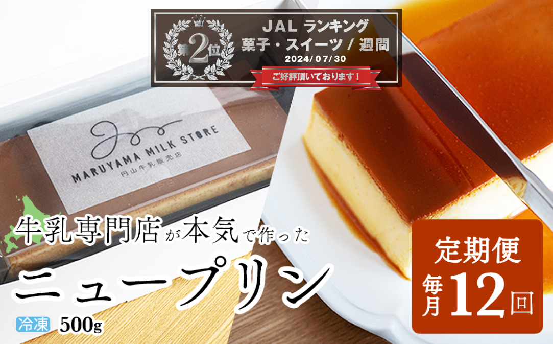 【定期便】濃厚プリン　New Pudding（ニュープディング）（500g×1本）×12ヶ月【be152-0931-100-12】