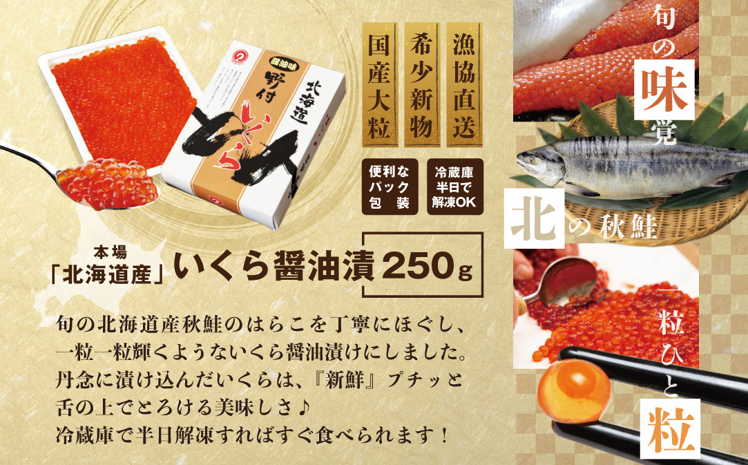 【JAL限定】いくらは国産・北海道産 鮭 いくら醤油漬け 250g（ いくら いくら醤油漬け いくら醤油漬 醤油いくら 国産いくら 道産いくら）