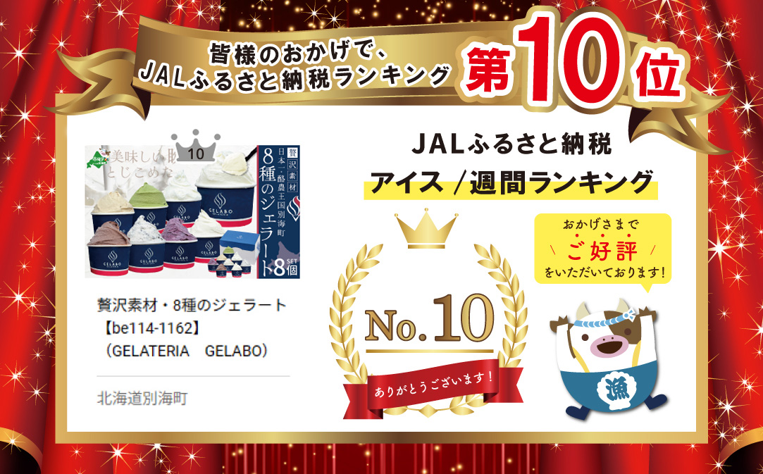 贅沢素材・8種のジェラート【EK0000002】（GELATERIA　GELABO）