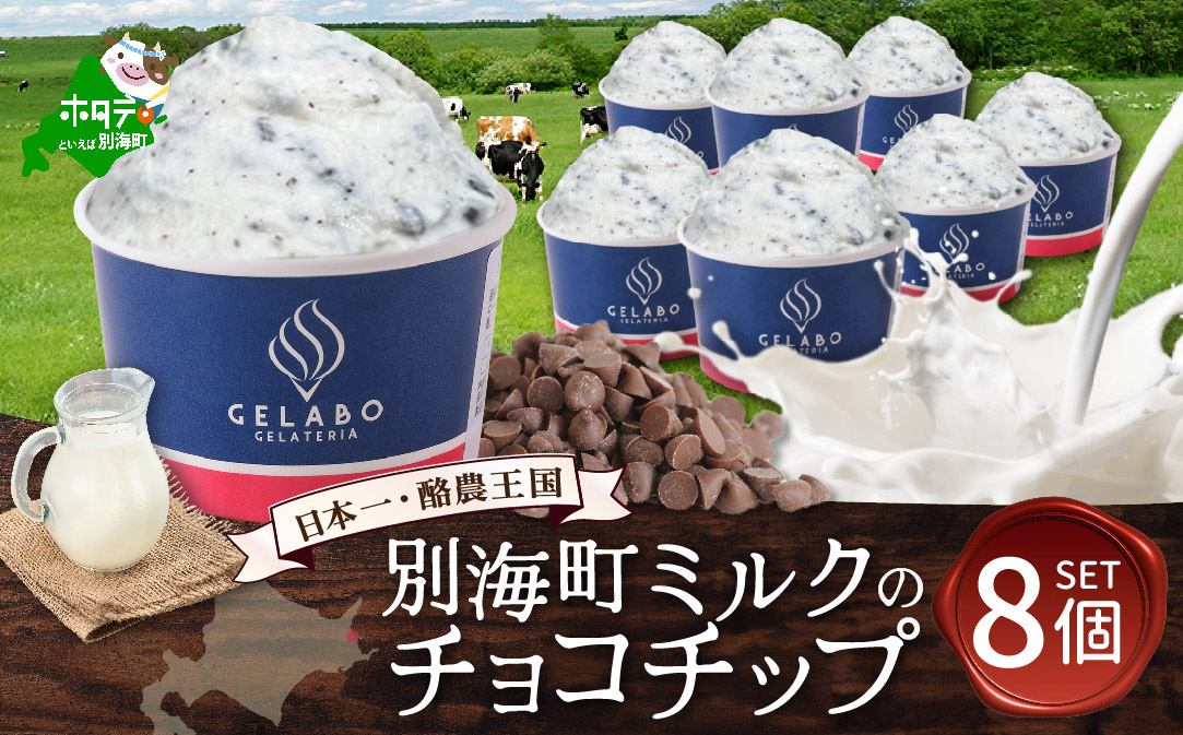 贅沢素材・ジェラート 別海ミルクのチョコチップ　8個セット 【EK0000007】