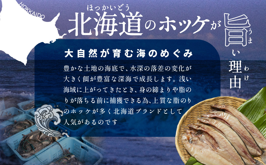 北海道 産 ほっけ 特大 (冷凍)　400ｇ前後×６枚（ ホッケ 干物 北海道 北海道産 6尾 ）【SS0000022】