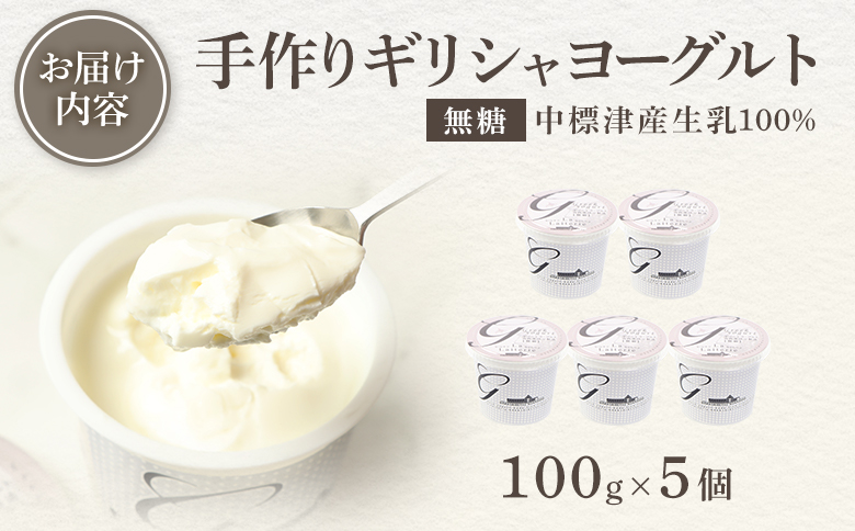 ギリシャヨーグルト 無糖 100g 5個 計500g オンライン 申請 ふるさと納税 北海道 中標津 無添加 ヨーグルト 乳製品 健康 善玉菌 整腸 免疫力アップ 整腸 カルシウム 美容 美肌 疲労回復 朝食 スイーツ 中標津町【1116803】