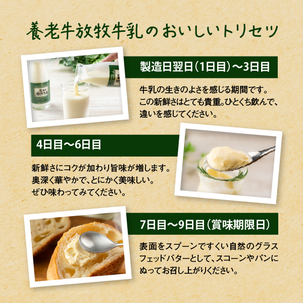 【定期便：全6回】オーガニック＆グラスフェッド養老牛放牧牛乳900ml×3本 | グラスフェッド 牛乳 牛乳瓶 有機JAS認証 低温殺菌 乳製品 健康志向 安心 安全 栄養豊富 化学肥料不使用 輸入穀物不使用 お取り寄せ 北海道 中標津町 中標津【1301101】