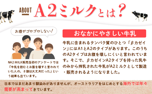 【定期便：全3回】 なかしべつ牛乳 プレミアム NA2MILK 200ml ６個 オンライン 申請 ふるさと納税 北海道 牛乳 ミルク プレミアムミルク 乳製品 乳飲料 健康 朝食 高栄養 a2 定期便 3ヶ月 中標津町【14029】