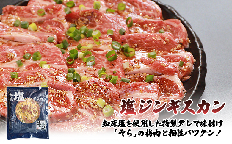 【定期便：全3回】 知床 ジンギスカン店 そら ジンギスカン 生ラム肩ロース 塩ダレ 300g×3 計900g オンライン 申請 ふるさと納税 北海道 中標津 ラム肉 生ラム 羊肉 知床ジンギスカン 焼肉 BBQ 定期便 3ヶ月 中標津町【16017】