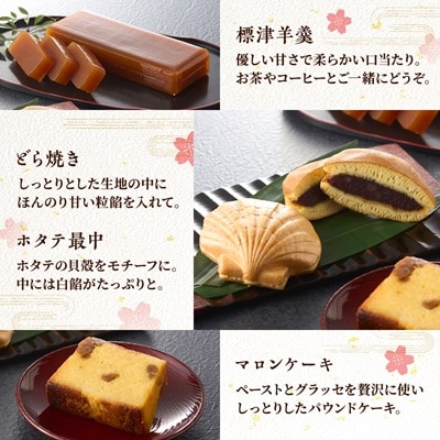 標津銘菓セット (標津羊羹、どらやき、マロンケーキ、ホタテ最中)　和菓子 詰め合わせ スイーツ【1465839】