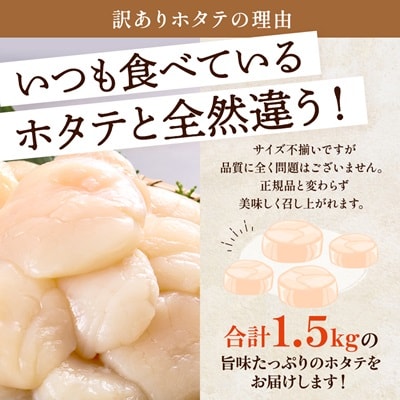 【訳あり】北海道産 帆立貝柱[特A]刺身用 500g×3袋  北海道 人気 おすすめ ホタテ 天然【配送不可地域：離島】【1136821】