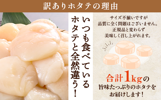 [訳あり]北海道産 帆立貝柱[特A]刺身用 500g×2袋 北海道 人気 おすすめ ホタテ 天然【配送不可地域：離島】【1384609】