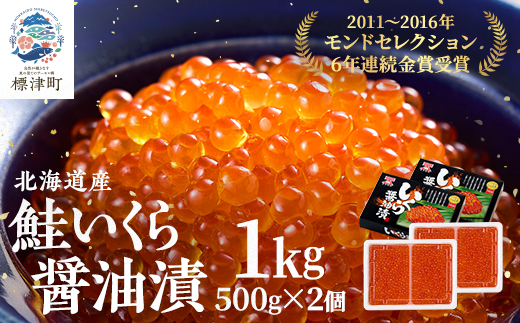 令和7年新物　北海道産鮭いくら醤油漬500g×2箱【配送不可地域：離島】【1529408】