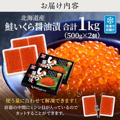 令和7年新物　北海道産鮭いくら醤油漬500g×2箱【配送不可地域：離島】【1529408】