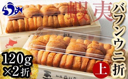 【先行予約】羅臼産 折うに（上） 240g （120g×2枚） 北海道 知床 羅臼産 天然 エゾバフンうに