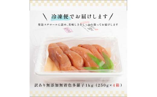 【2024年12月発送】訳あり無添加無着色多羅子（たらこ）1kg（250g×4箱）  北海道 知床羅臼産 生産者 支援 応援