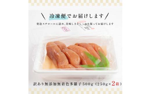 【2025年3月発送】訳あり無添加無着色多羅子（たらこ）500g（250g×2箱） 北海道 知床羅臼産  生産者 支援 応援