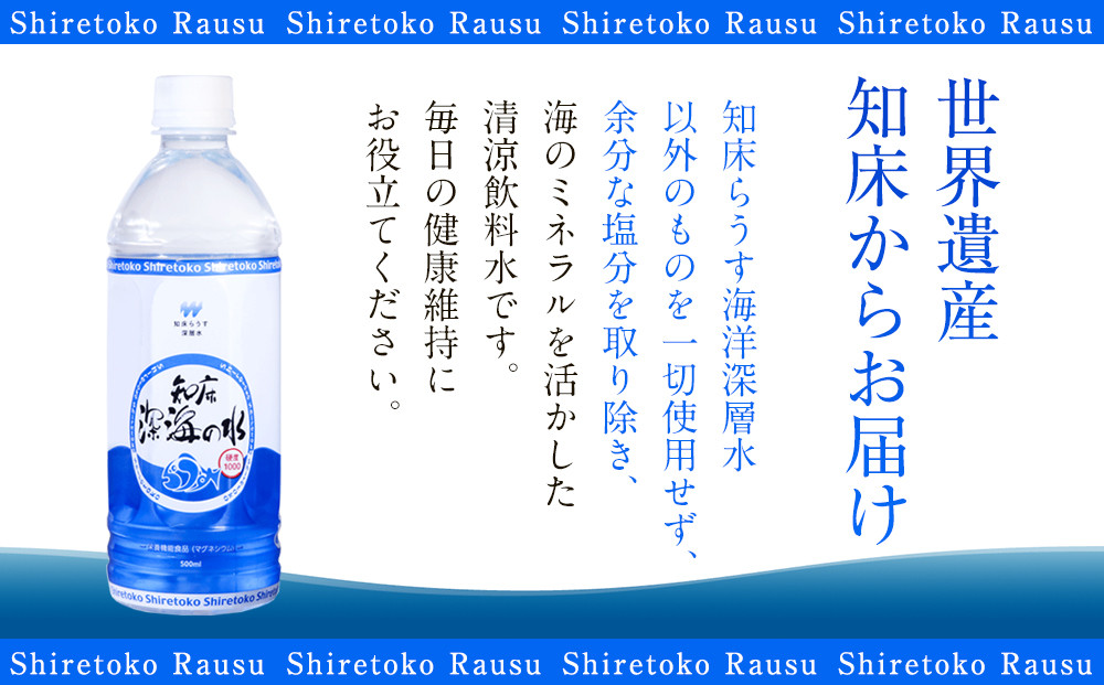 年6回！北海道 羅臼（らうす）のお水 海洋深層水500ml×24本定期便  知床 世界自然遺産 国産 備蓄 常備水 ペットボトル ミネラル 清涼飲料水 生産者 支援 応
