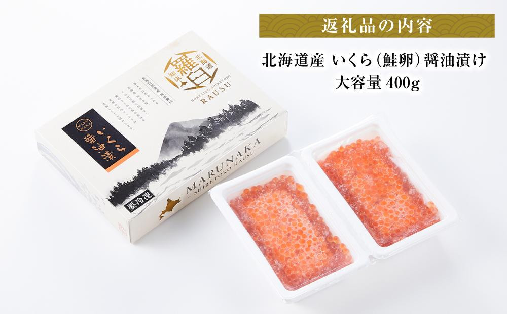 北海道産 いくら（鮭卵）醤油漬け400g(200g×2パック) 個魚介類 北海道 海産物 魚介 小分けパック 生産者 支援 応援