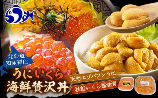 【先行予約】知床羅臼産 うに・いくら贅沢海鮮丼セット（無添加エゾバフンうに（塩水うに）100g×1、秋鮭いくら醤油漬100g×1）