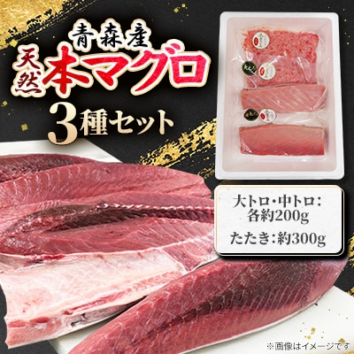 【市場直送!】青森産天然本マグロ　大トロ・中トロ・たたき3種セット【配送不可地域：離島】【1657210】