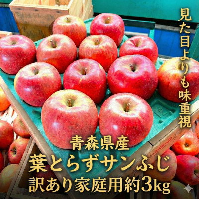 【26年1月〜2月発送予定】平均糖度13度以上! 葉とらずサンふじ 約3kg 訳あり 青森りんご【配送不可地域：離島】【1694670】
