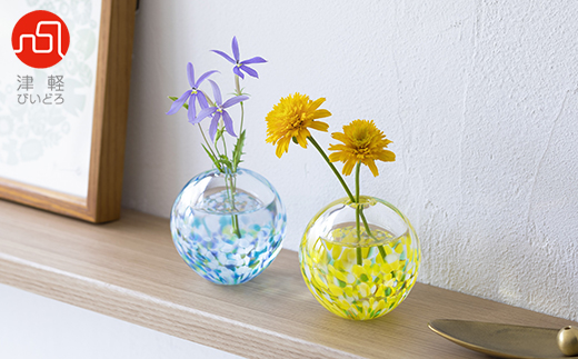 津軽びいどろ一輪挿し　紫陽花【1489201】