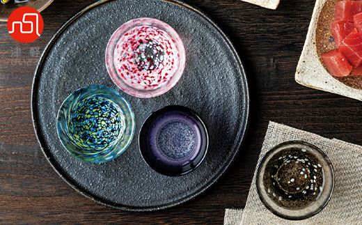 津軽びいどろ　あおもりの肴盃4柄セット【1118145】