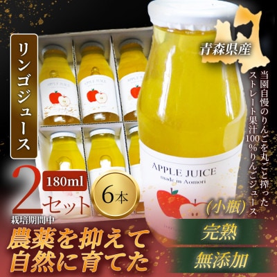 【栽培期間中農薬を減らしたりんごを丸ごと使用!】リンゴジュース(180ml×6本)×2セット 青森産【1700953】