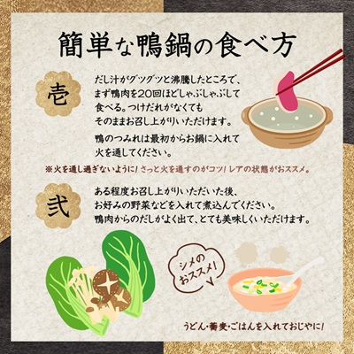 鴨鍋セット 2〜3人前(ロース150g・もも150g・つみれ200g・スープ200g)【配送不可地域：離島】【1146821】