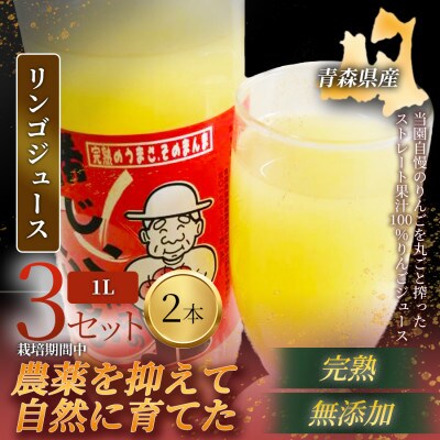【栽培期間中農薬を減らしたりんごを丸ごと使用】リンゴジュース(1L×2本)3セット 青森産 限定生産【1700944】