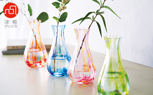 津軽びいどろ 花ひかり一輪挿し フラワーピンク【1490198】