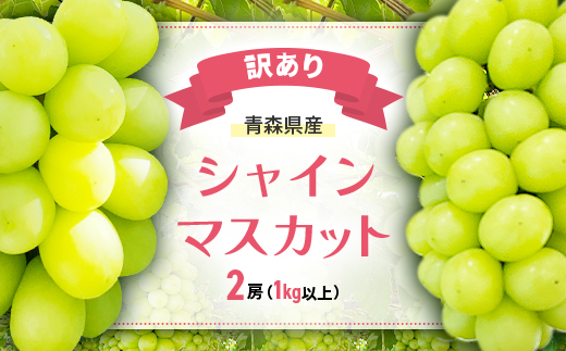 【訳あり】青森県産シャインマスカット 2房(1kg以上)【配送不可地域：離島・沖縄県・九州】【1492539】