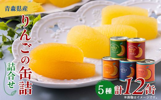 あおもりりんご 缶詰　5種(計12缶)セット【1272452】