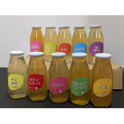 りんごジュース10品種 10本セット(180ml × 10本)【添加物不使用】【1397346】