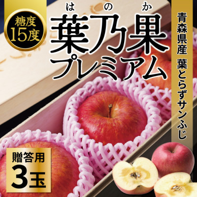 糖度15度以上!蜜入り高級 贈答用葉とらずりんご(サンふじ) 3玉(約600〜800g) 化粧箱付き【配送不可地域：離島・沖縄県】【1520643】