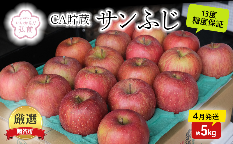 【4月クール便発送】(13度糖度保証) 贈答用 CA貯蔵 サンふじ 約5kg【弘前市産・青森りんご】