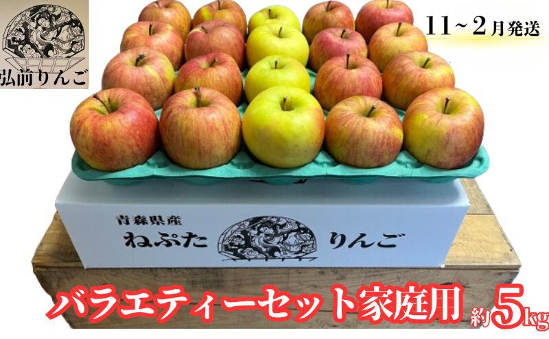 りんご 【11月～2月発送】 ねぷたりんご バラエティーセット 家庭用 約 5kg 【 品種おまかせ 】【 弘前市産 青森りんご 】