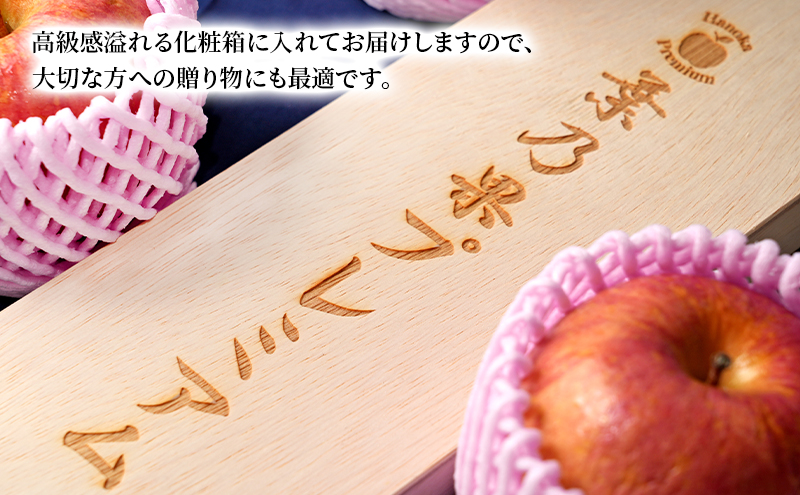 りんご【 11月発送 】 蜜入り 糖度15度以上 葉乃果プレミアム 3玉 贈答用 （葉とらずサンふじ）化粧箱入り