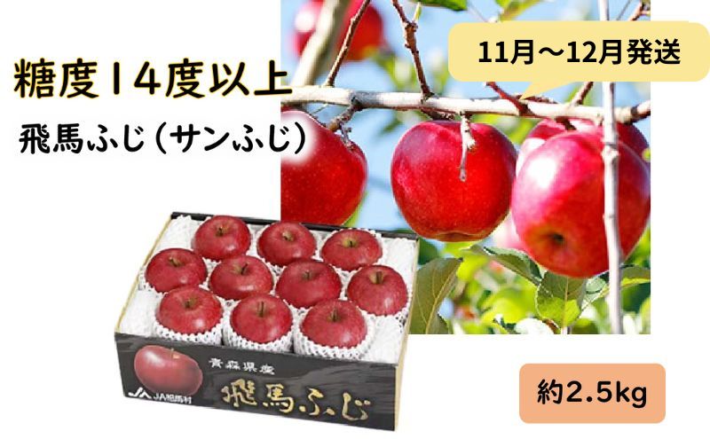 りんご 【11月～12月発送】 糖度14度以上 「 飛馬ふじ 」（ サンふじ ）約 2.5kg 【 弘前市産 青森りんご 】