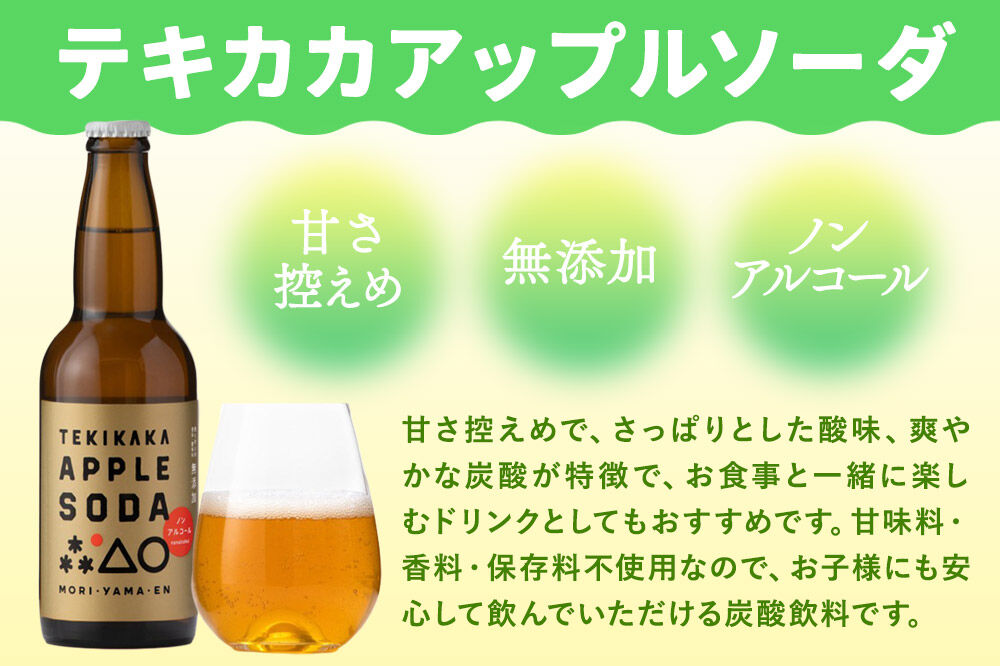 摘果りんごのアップサイクルドリンク テキカカアップルソーダ 330ml×24本 もりやま園 青森 弘前 林檎 リンゴ [もりやま園 アップルソーダ りんごソーダ 炭酸 摘果りんご ジュース 青森県産 おいしい りんご 果物 美味 林檎]