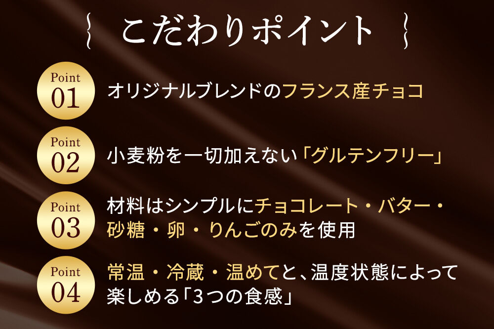 【寄附金額見直しました】青森りんごの特選生ガトーショコラ（グルテンフリー）260g×3個 [ガトーショコラ スイーツ デザート チョコレート グルテンフリー 小麦粉不使用 ご褒美 記念日 プレゼント ギフト 青森県 弘前市]