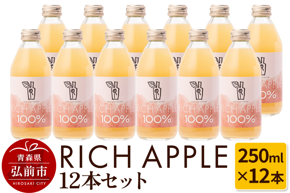 りんごジュース RICH APPLE 12本セット（250ml×12本）