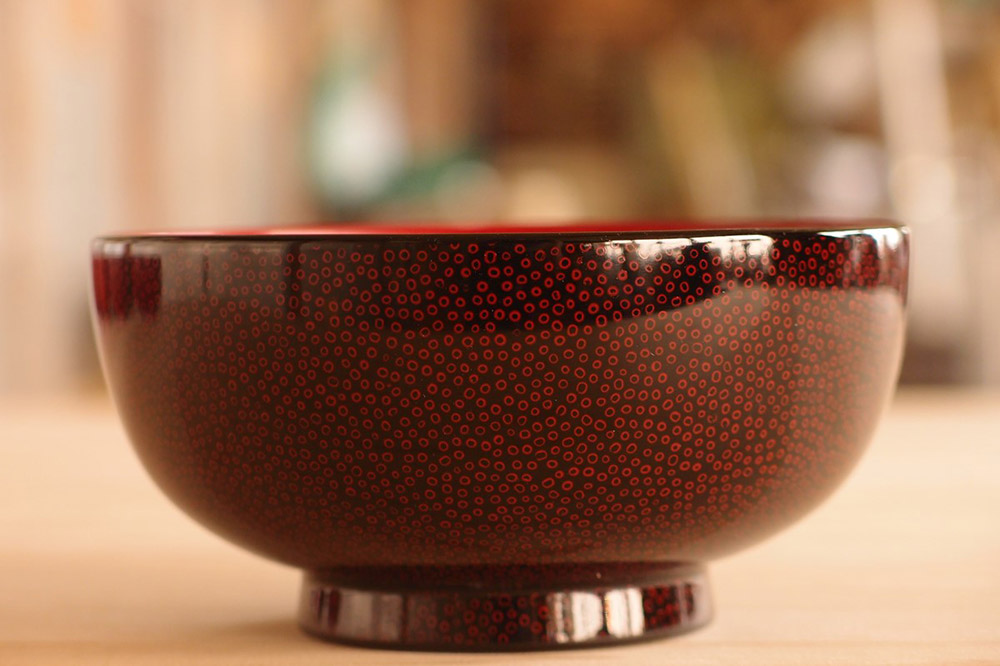 津軽塗 汁椀【七々子塗 黒（赤種）】