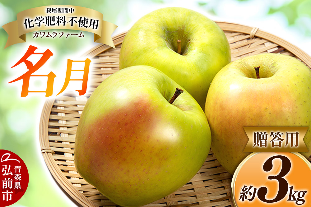 【25年11月〜発送】りんご 名月 約3kg カワムラファーム 贈答用【先行受付】 青森 果物 フルーツ 林檎 リンゴ くだもの 予約