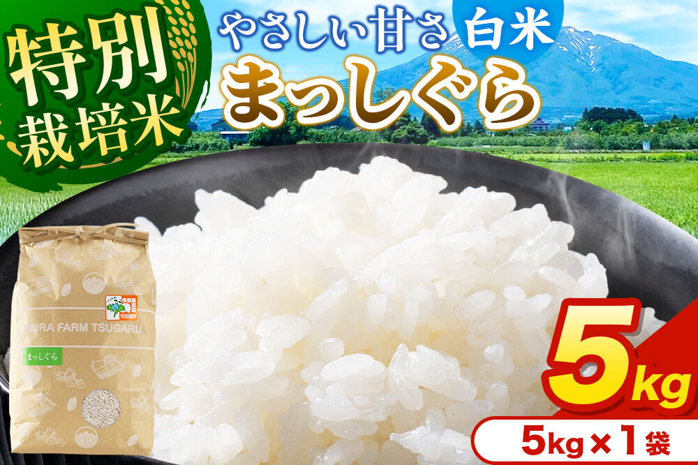 米【特別栽培米】まっしぐら 白米 5kg（5kg×1袋）令和7年産 青森県弘前市産 [米 まっしぐら 特別栽培米 白米 精米 ブランド米 青森県 弘前市産]