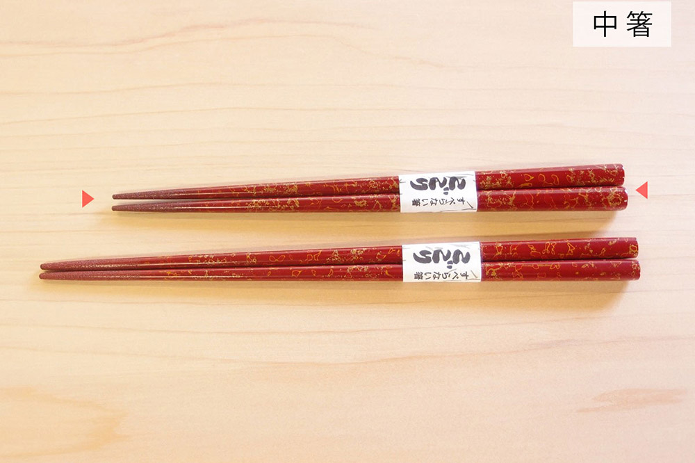 津軽塗 すべらない箸 こごり（唐塗 赤々・中箸）